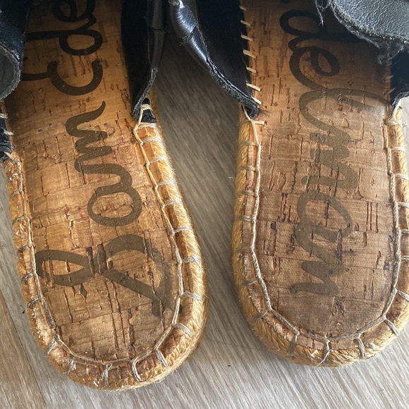 Sam Edelman Lynda Black Leather Bow Front Espadrille Mules Slide 7.5 - Picture 4 of 6